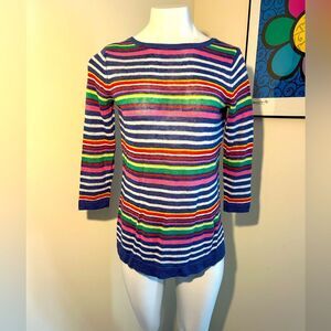 Talbots womens Petunia Striped Linen Sweater Size S